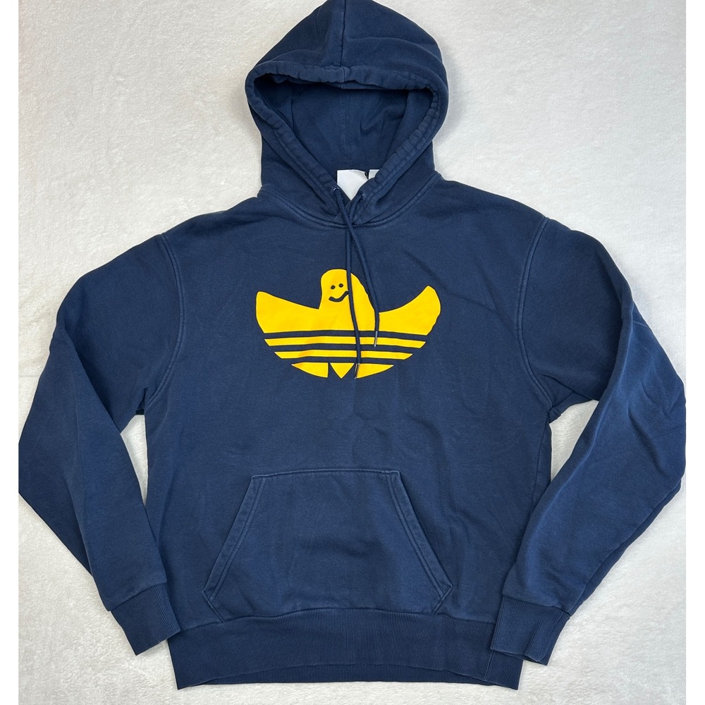 Adidas Mark Gonzales Shmoo Trefoil Hoodie Mens Small Navy Blue Yellow Pullover